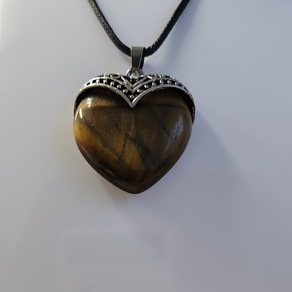 Brown and Black Tiger's Eye Necklace with Crystal Accents